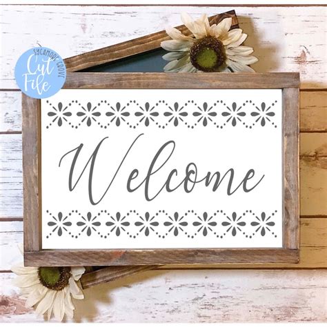 Farmhouse Welcome Svg Lace Border Svg Entryway Porch Sign Etsy