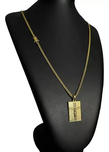 Cordão Grumet 3mm ping Jesus Cristo Oração Banhado Ouro 18k Frete grátis