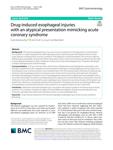 Pdf Drug Induced Esophageal Injuries With An Atypical Presentation