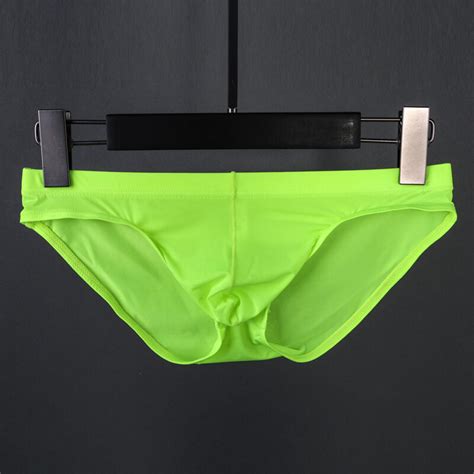 Mens Ice Silk Briefs Sexy Low Waist Bikini Panties Pouch Breathable