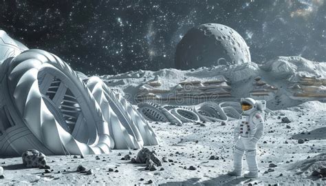 Graphic Of Abstract Art Of Aipowered Advancements On The Lunar Surface