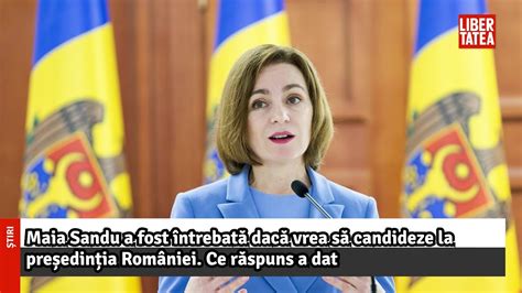 Maia Sandu A Fost Ntrebat Dac Vrea S Candideze La Pre Edin Ia