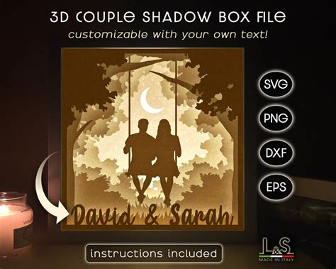 Customizable Wedding Shadow Box Svg Love Lightbox Svg File Couple