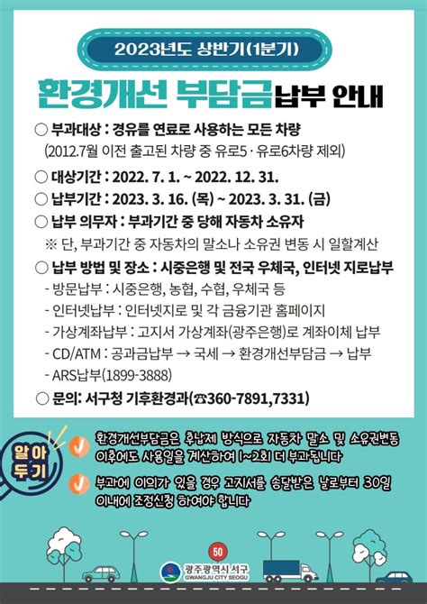 2023년도 상반기 환경개선부담금 납부 안내 광주광역시 서구 웰로