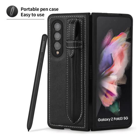 Genuine Leather Case Fr Samsung Galaxy Z Fold S Pen Slot Holder