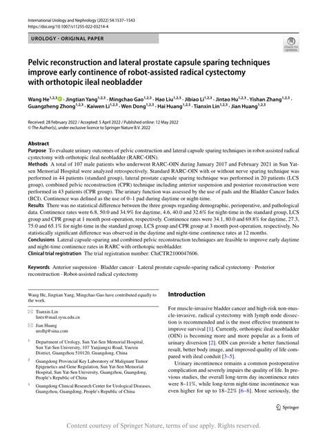 Pelvic Reconstruction And Lateral Prostate Capsule Sparing Techniques