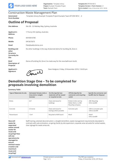 Construction Waste Management Plan Sample Use This Plan For Free