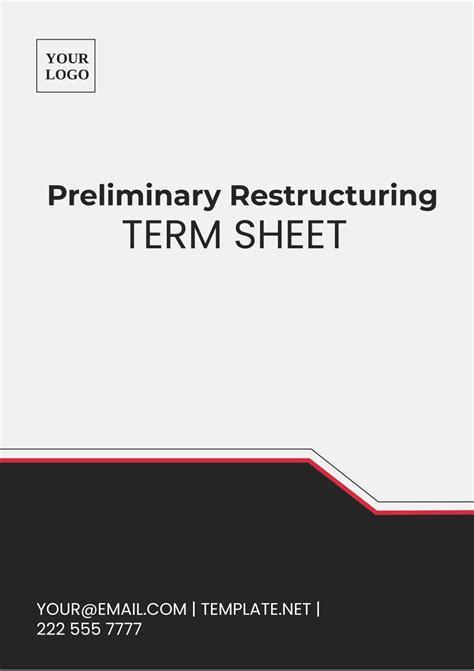 Free Preliminary Restructuring Term Sheet Template Edit Online