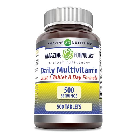 Amazing Formulas Daily Multivitamin 500 Tablets Supplement | Non-GMO