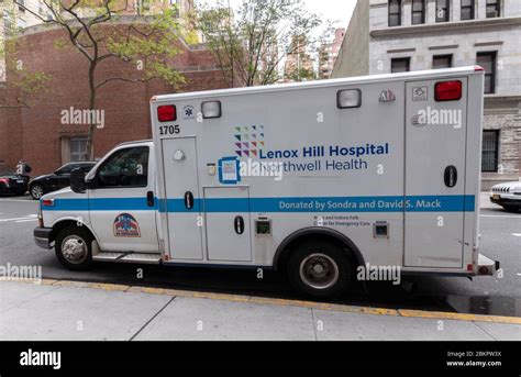 Lenox Hill Hospital Ambulance Parked In Front Of The Hospital Building