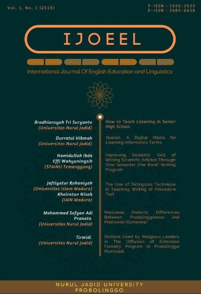 International Journal Of English Education And Linguistics Ijoeel