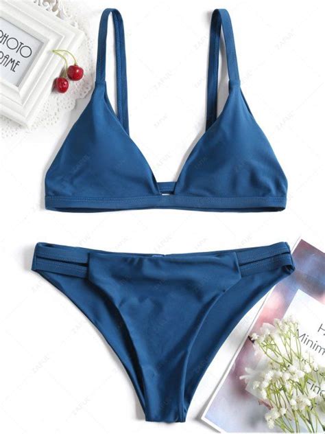 Off Hot Ladder Cut Cami Ruched Bikini In Peacock Blue Zaful