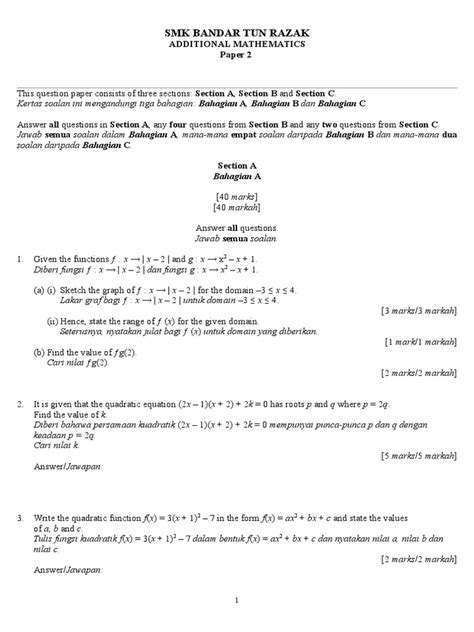 Soalan Matematik Tingkatan 2 Rumus Algebra