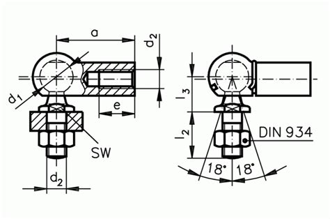 Angle Joint Din Type Cs With Safety Circlip Size Thread M