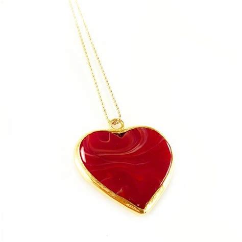 Large Red Heart Necklace Heart Necklace For Women Large Etsy Red