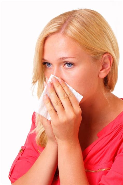 Pretty Young Allergic Woman Stock Image Image Of Portrait Health