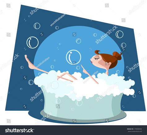 Beautiful Woman Taking Bath Bathtub Stock Vector Royalty Free