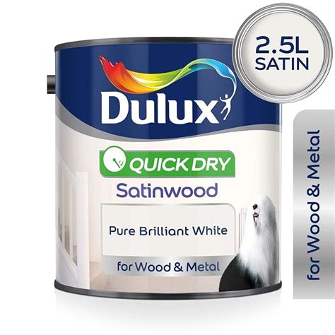 Dulux Quick Dry Satinwood Paint For Wood And Metal Pure Brilliant