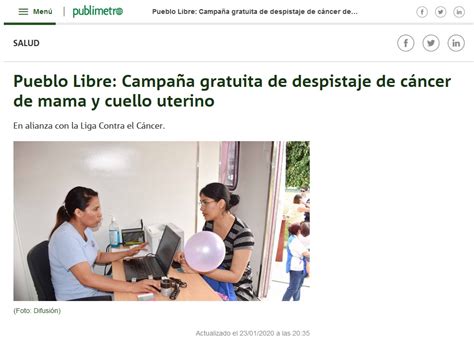 Pueblo Libre Campa A Gratuita De Despistaje De C Ncer De Mama Y Cuello