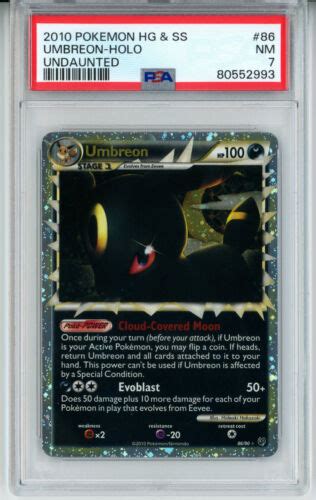 2010 POKEMON UNDAUNTED UMBREON PRIME 86 ULTRA RARE HOLO FOIL PSA 7 NM