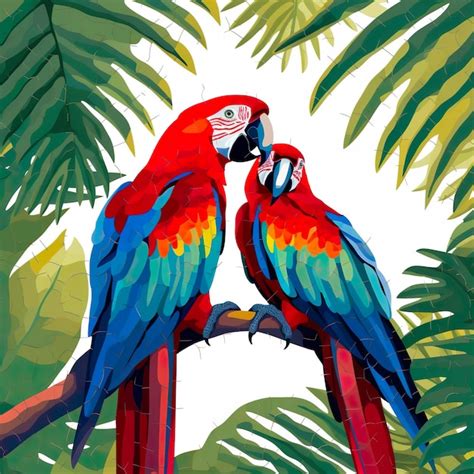 Premium Ai Image Cute Valentines Day Macaw Parrot Couple World