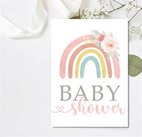 Editable Rainbow Baby Shower Invitation Rainbow Baby Etsy