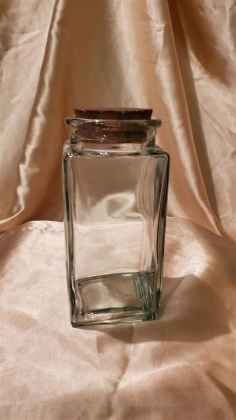 Vintage Solid Square Glass Decor Bottle With Round Cork Etsy Glass Decor Bottles Decoration