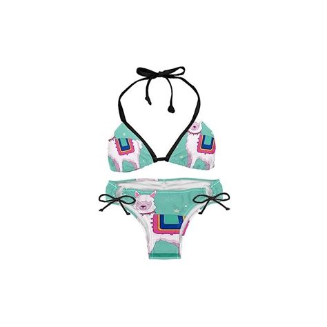 Suojapuku Bikini Da Donna Costume Da Bagno A Due Pezzi Alpaca Rosa Cartone Animato Insiemi Del