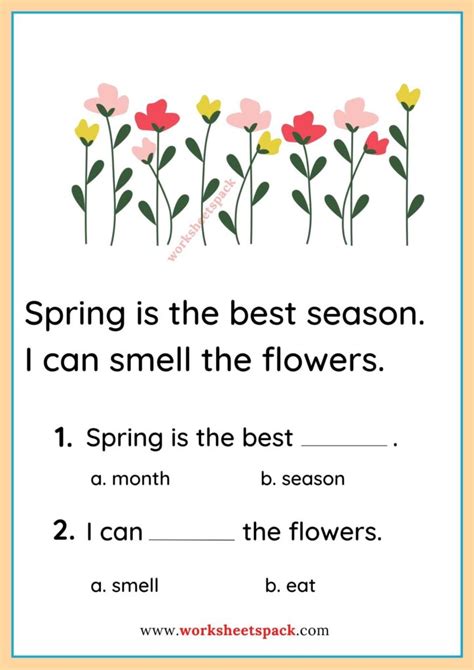 Spring Comprehension Worksheets