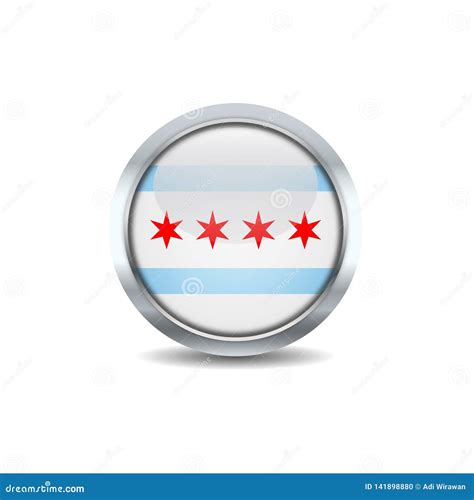 Chicago Circle Button Flag Background Vector Stock Vector