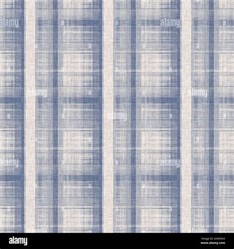 French Farmhouse Woven Blue Plaid Check Seamless Linen Pattern Rustic