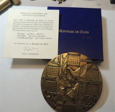 MÉDAILLE CALENDRIER ECOLOGIE 1993 monnaie de Paris bronze signée Jacky