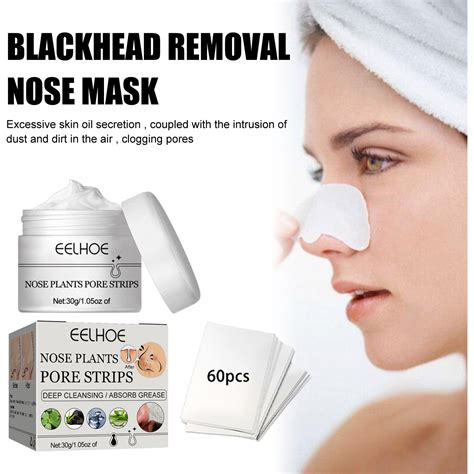 Lingouzi Blackhead Remover Mask With 60pcs Paper Pore Nose Strips Peel