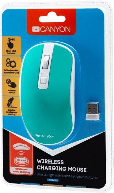 Мышка для макбука Canyon Wireless, зеленая, беспроводная, с ...