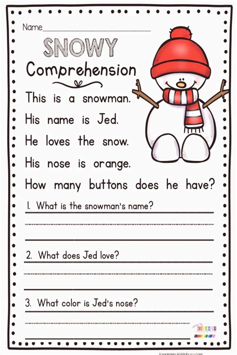 Freebies Kindergarten January Printables Activities Worksheets Centers Re First Grade Reading