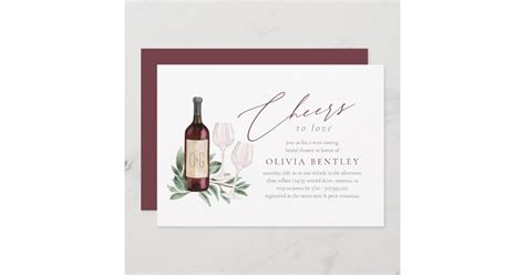 Cheers To Love Wine Tasting Bridal Shower Invitation Zazzle