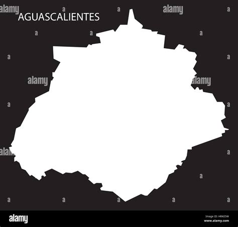 Aguascalientes Mexico Mapa Negro Silueta Invertida Imagen Vector De