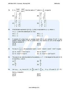 JEE Main 2019 Question Paper with Answer Keys (9th Jan – Morning ...