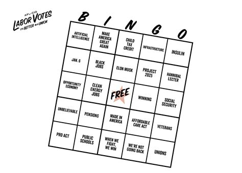 Labor Votes Debate Bingo Afl Cio