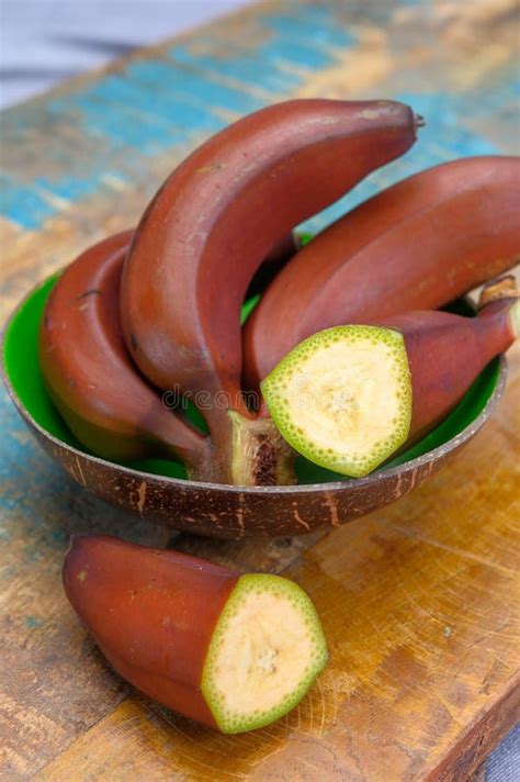 Bunch Of Ripe Red Bananas Close Up Stock Image Image Of Banana Brown