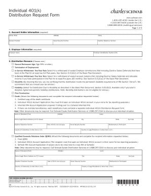 Fillable Online Distribution Request Form Charles Schwab Fax Email