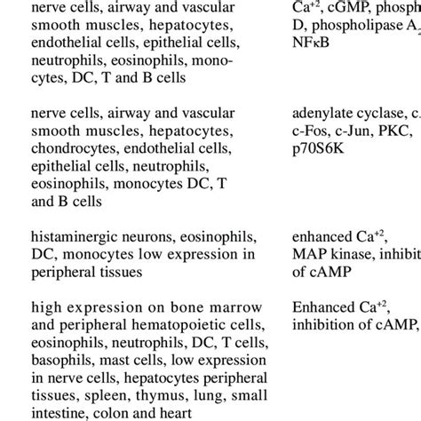 Histamine Receptors Expression Coupled G Proteins And Activated