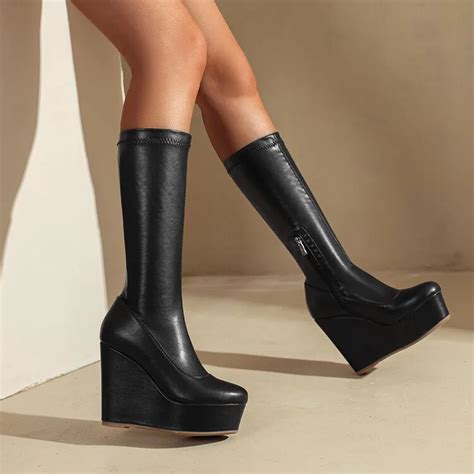 Boots Shoes Women S Boots Platform High Wedges Mid Calf Long