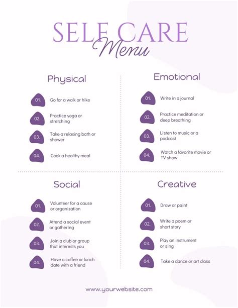 Soft Purple Self Care Schedule Template Venngage