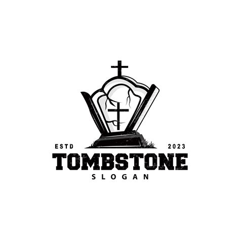 Premium Vector Tombstone Logo Tomb Cemetery Cross Vector Vintage