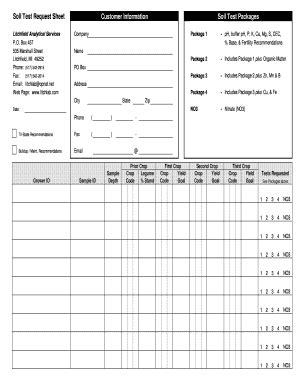 Fillable Online Soil Form Litchfield Analytical Services Fax Email