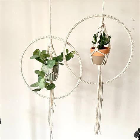 Macrame Plant Hanger Hoop Circle Plant Hanger Succulent Etsy