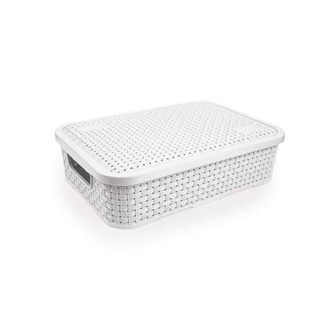 Caixa Cesto Organizador Rattan Tampa Baixa G 7 Lt Branco No Shoptime