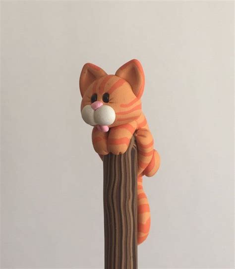 Polymer Clay Red Tabby Cat Ballpoint Pen Etsy Polymer Clay Pens