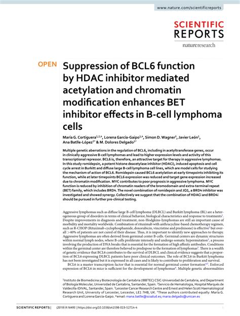 (PDF) Suppression of BCL6 function by HDAC inhibitor mediated ...